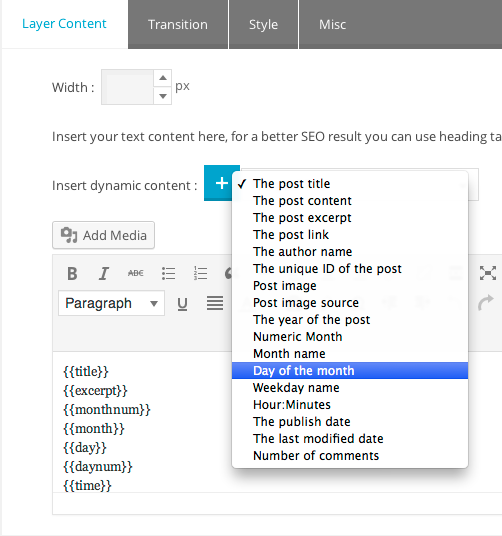 Master Slider - Template tags for post slider