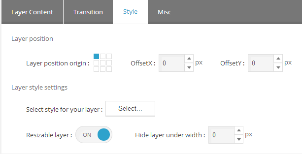 Master Slider Slide layer style