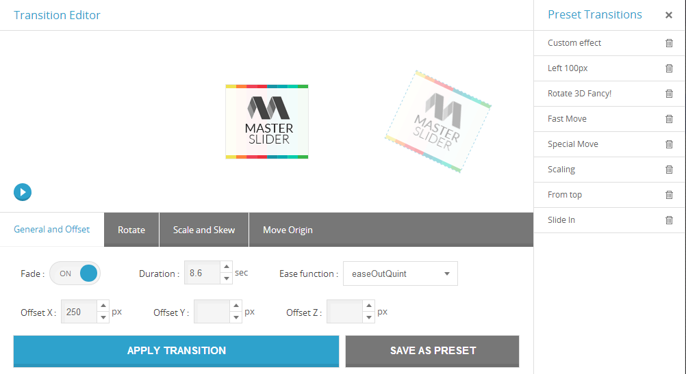 Master Slider layer timeline